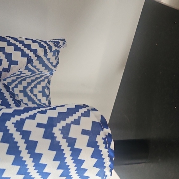 Cato Blue and White Print Tunic Blouse with Hi-Low Hem - Picture 6 of 13